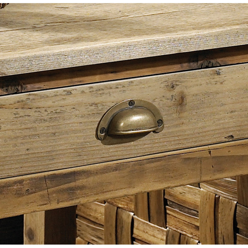 Salvaged Pine Reclaimed 4-Drawer Brown Coffee Table with Storage