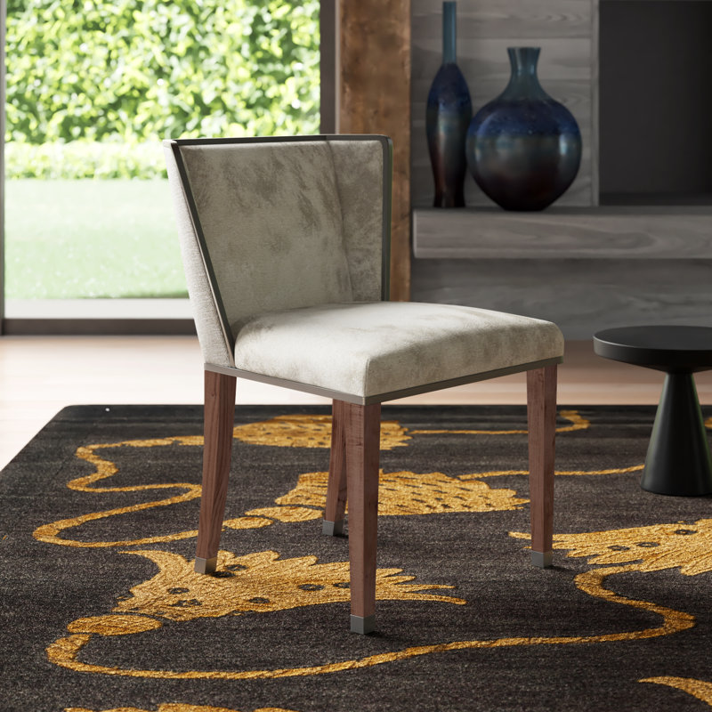 Argento Pewter Velvet Accent Chair with Dark Walnut Legs