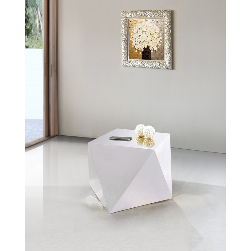 Gemma Silver Faceted Metal Accent Table