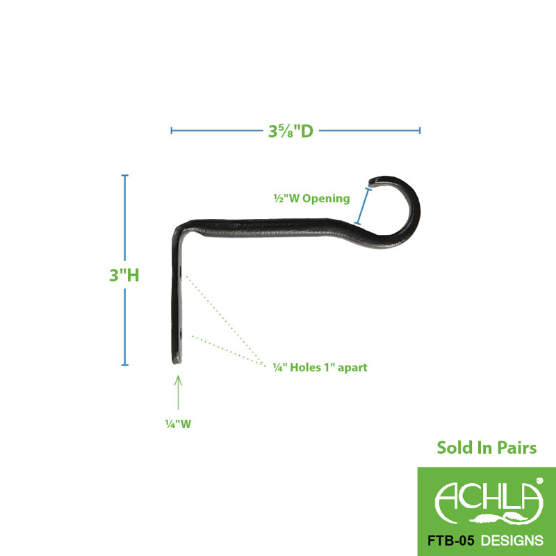 Black Powder Coated Wrought Iron Trellis Wall Brackets Set of 4