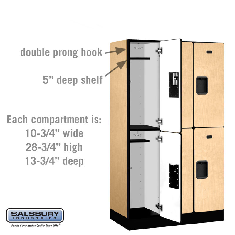 Maple Double Tier Lockable Wood Locker Unit