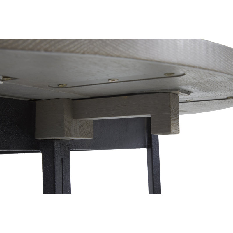 Odessa 30'' Gray Industrial Round Wood & Metal Side Table
