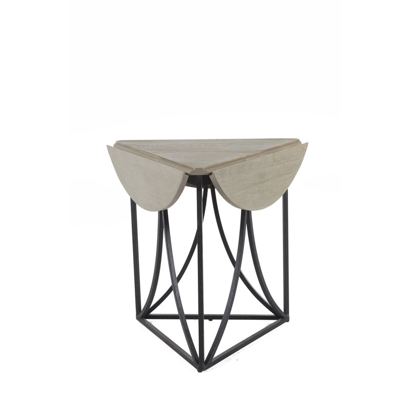 Odessa 30'' Gray Industrial Round Wood & Metal Side Table