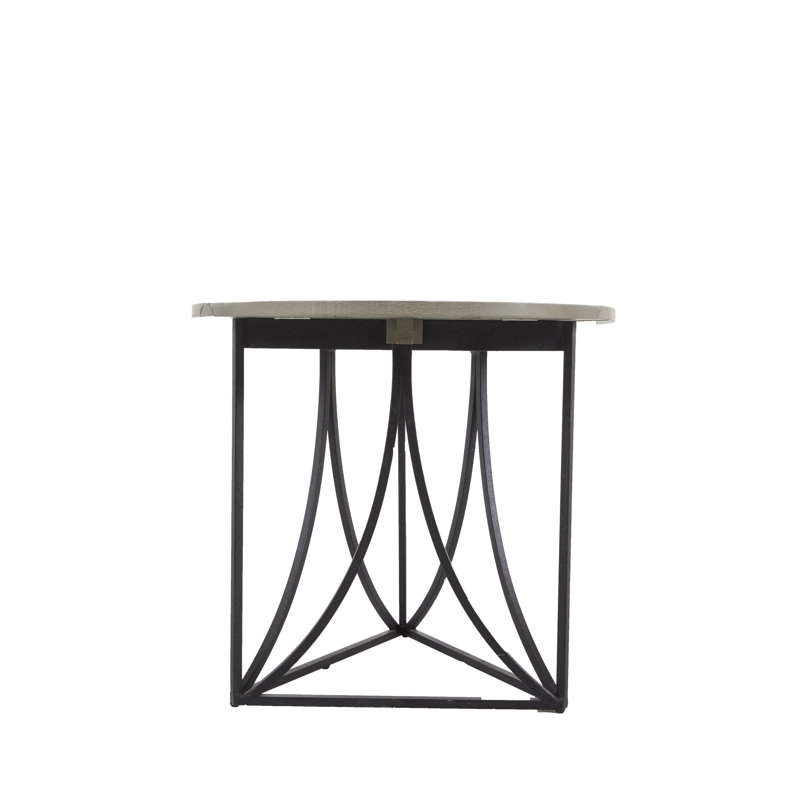 Odessa 30'' Gray Industrial Round Wood & Metal Side Table