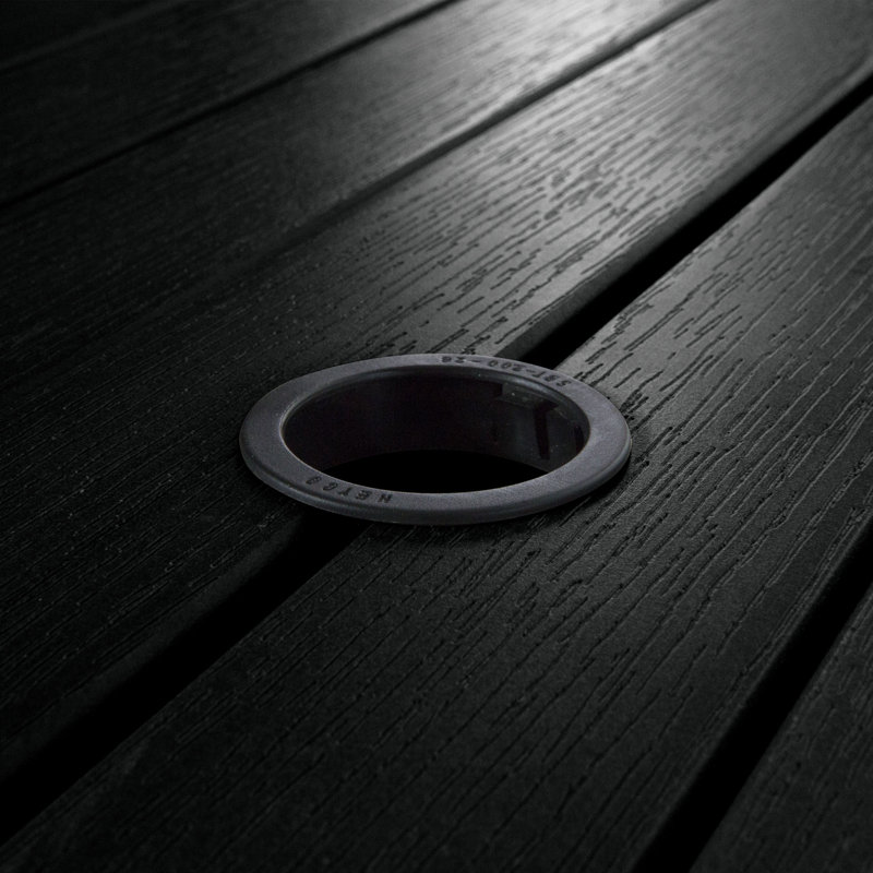 Black Round Counter Height Outdoor Dining Table with Umbrella Hole