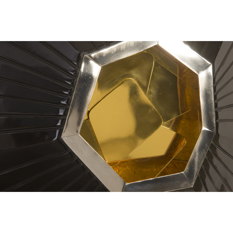 Large Black and Gold Hexagon Wall Tile with Mirror