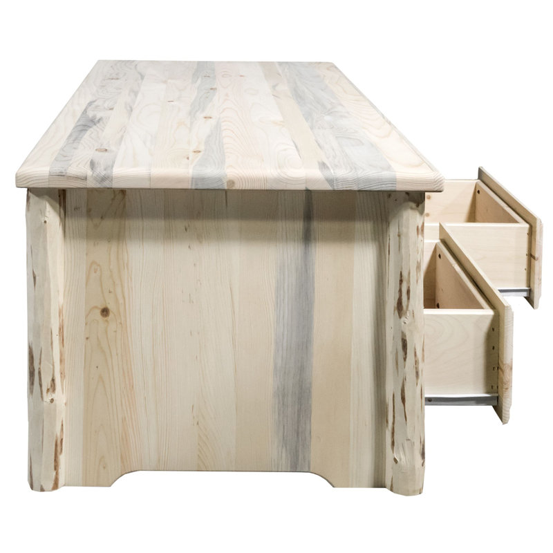 Natural Lodge Pole Pine Rectangular Coffee Table with Storage