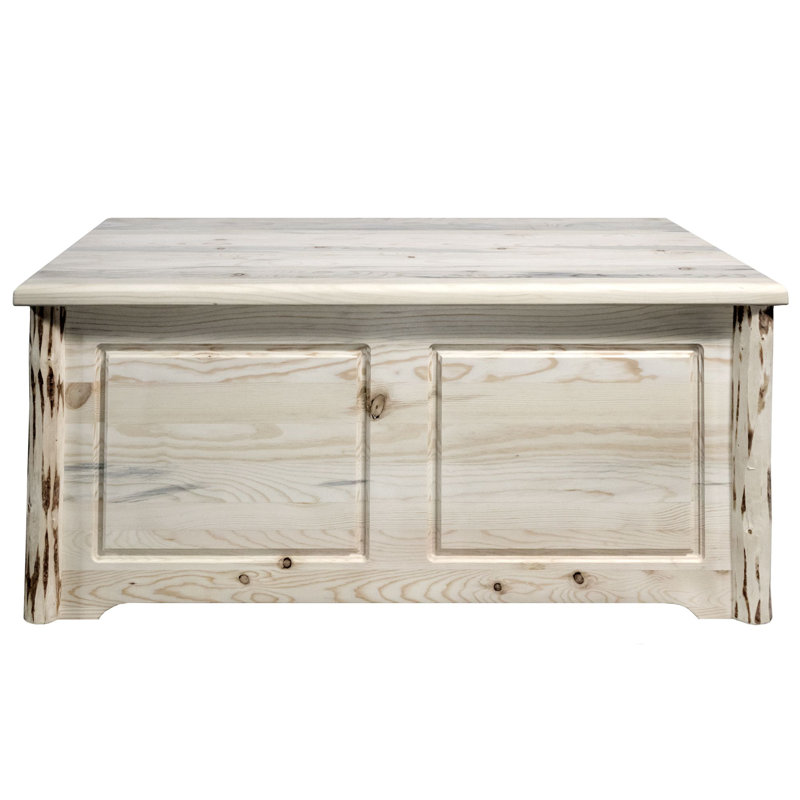 Natural Lodge Pole Pine Rectangular Coffee Table with Storage