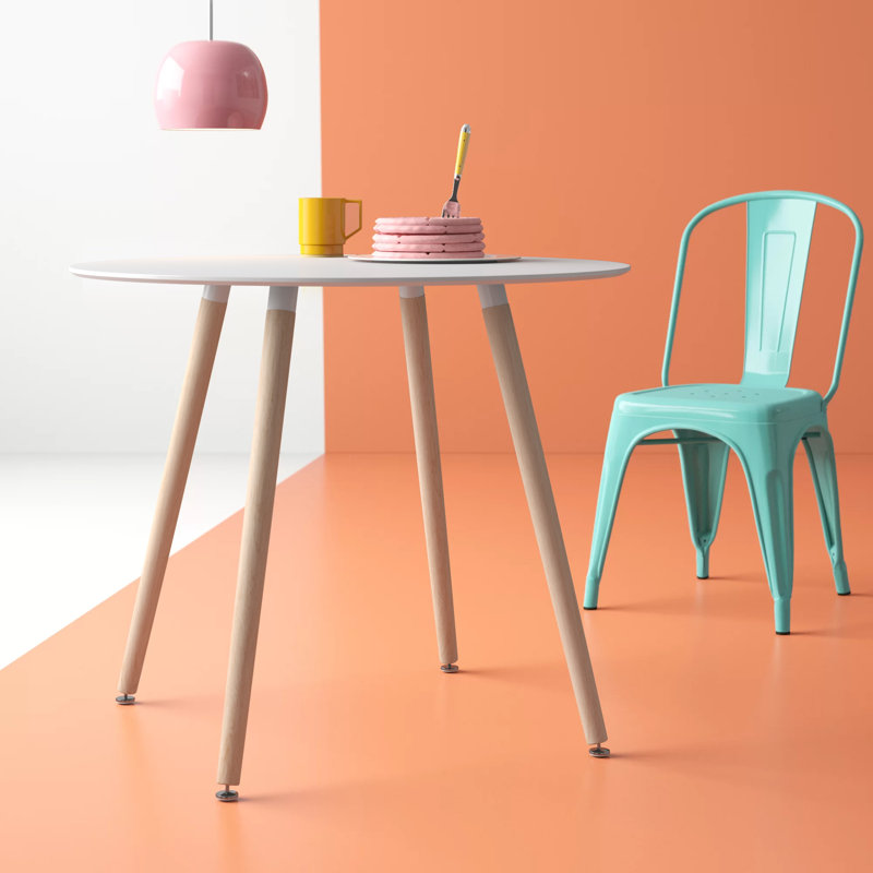 White Round Wood Contemporary Dining Table