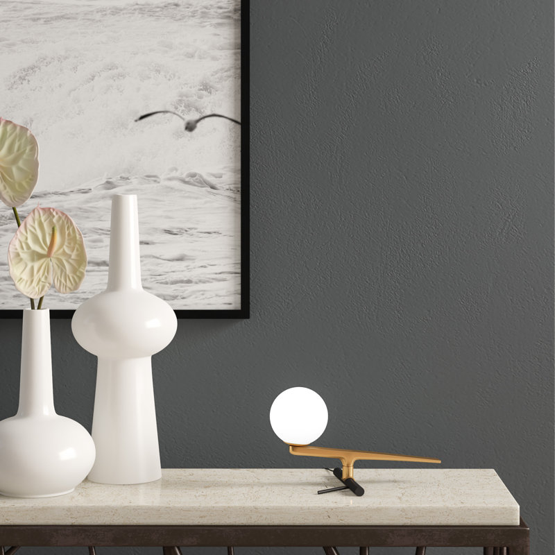 Elegant Swallow Perch 9cm White Glass & Brass LED Table Lamp