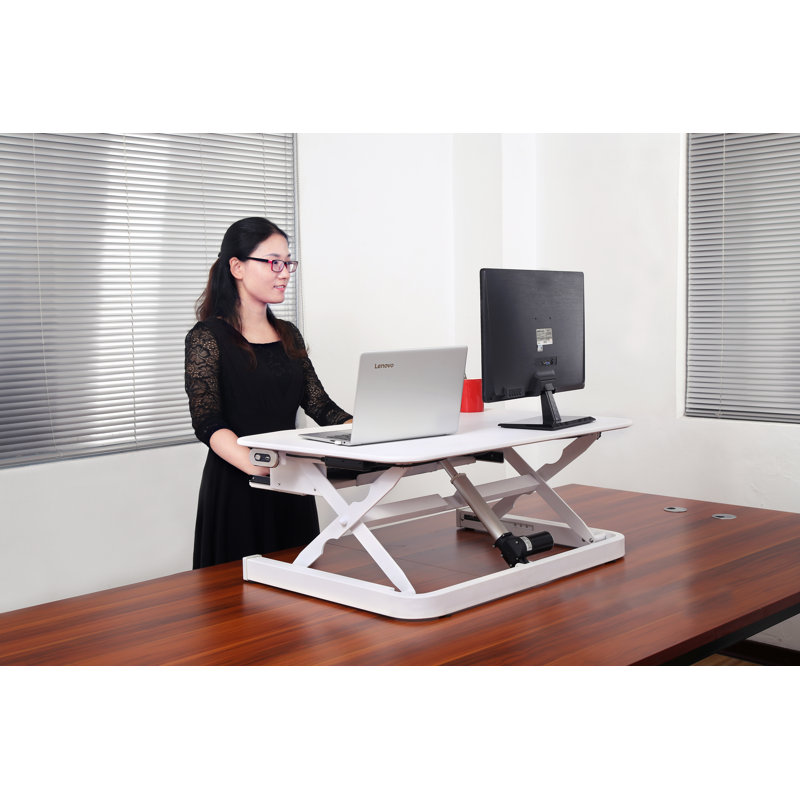 White 36" Electric Height Adjustable Standing Desk Converter