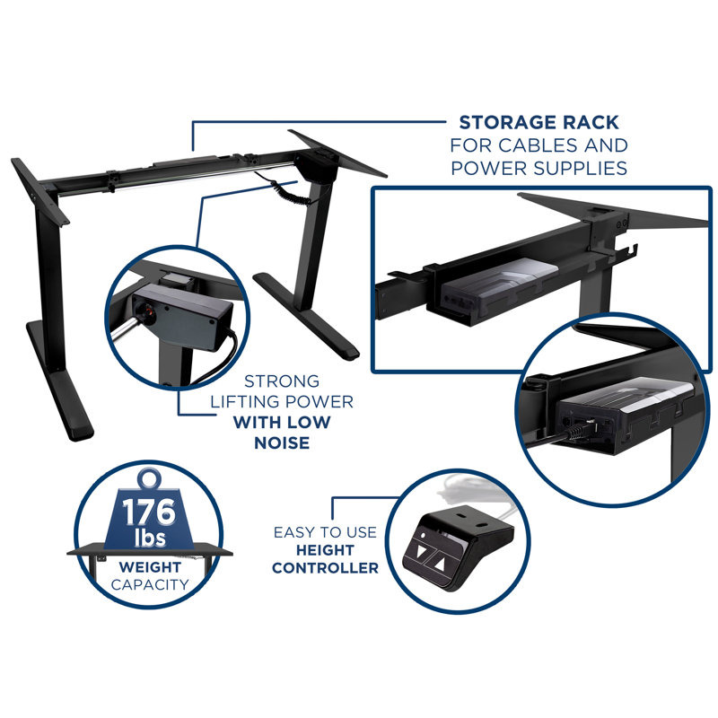 Black Adjustable Electric Standing Desk Frame with Controller