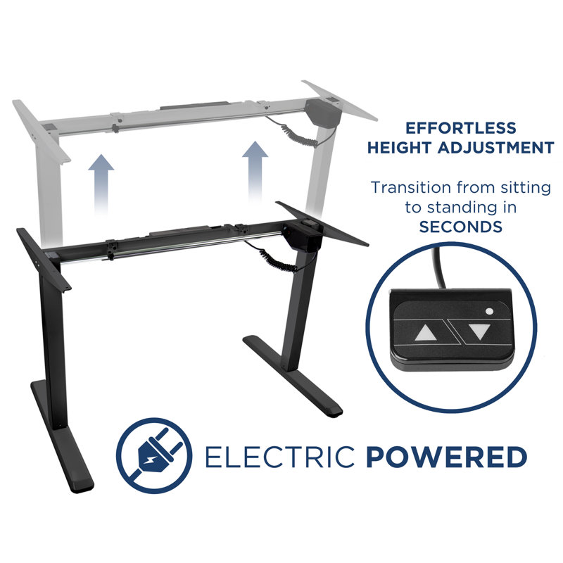 Black Adjustable Electric Standing Desk Frame with Controller