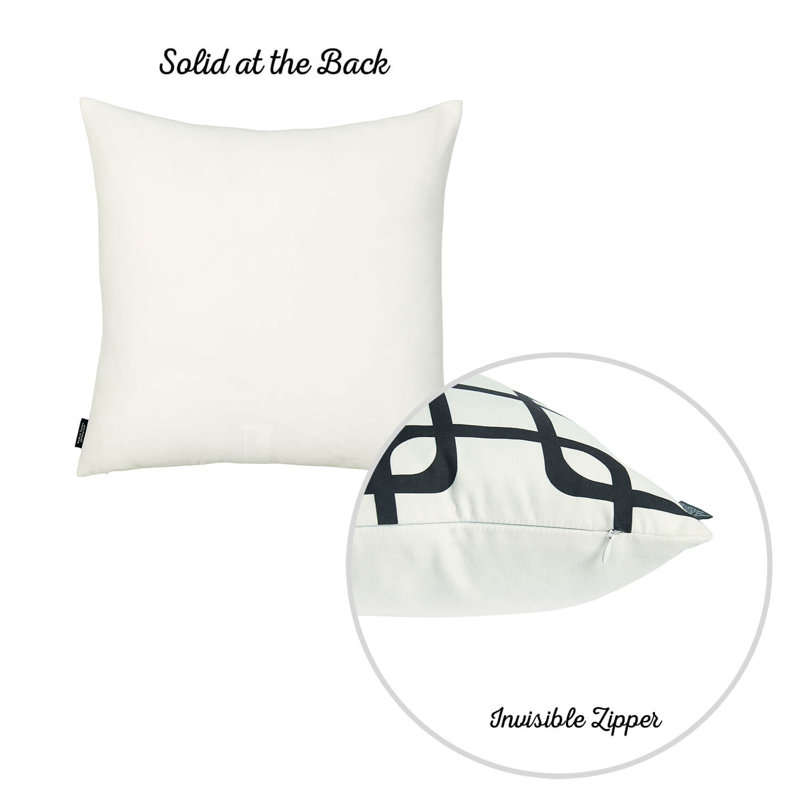 GeoSquares 18" Black and White Polyester Throw Pillow Cover