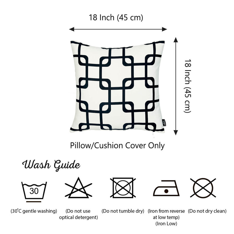 GeoSquares 18" Black and White Polyester Throw Pillow Cover