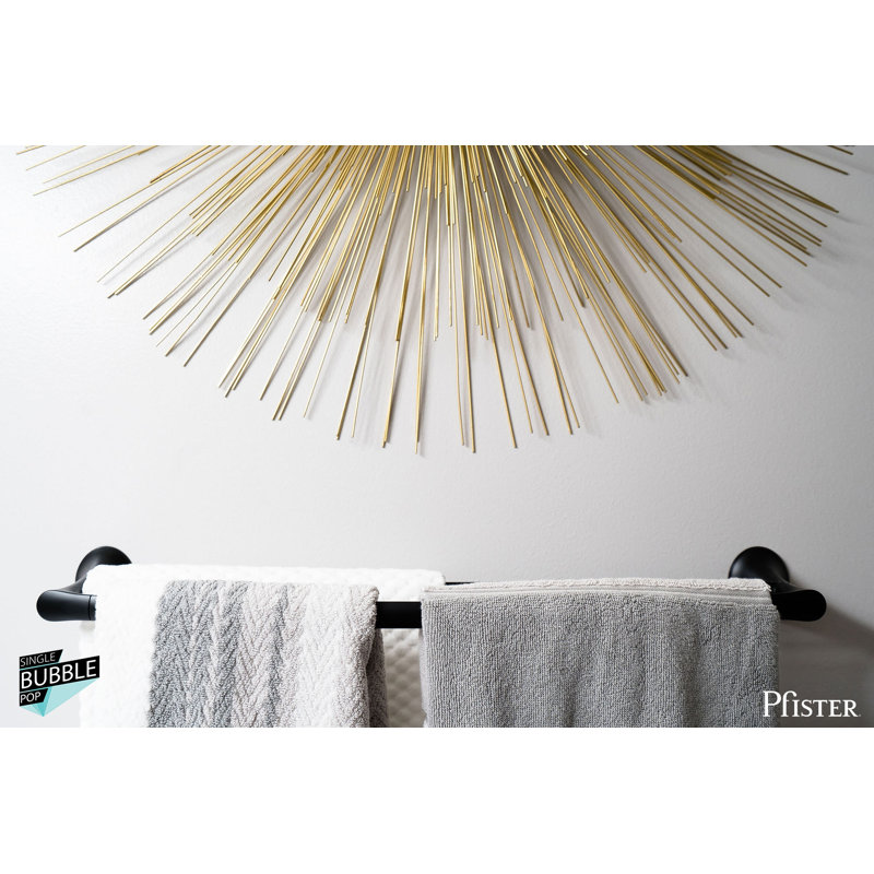 Rhen 26" Matte Black Double Wall Mounted Towel Bar