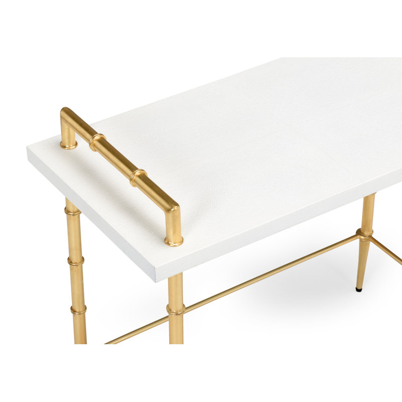 Harris Shagreen White Faux Leather Rectangular End Table
