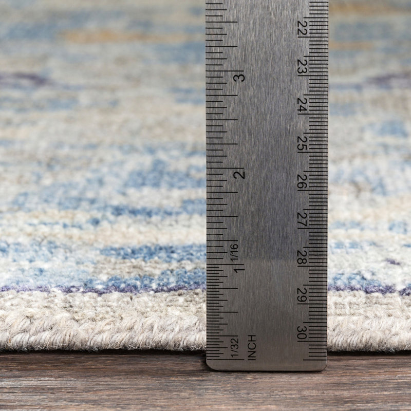 Hand-Knotted Gray Wool and Viscose Area Rug
