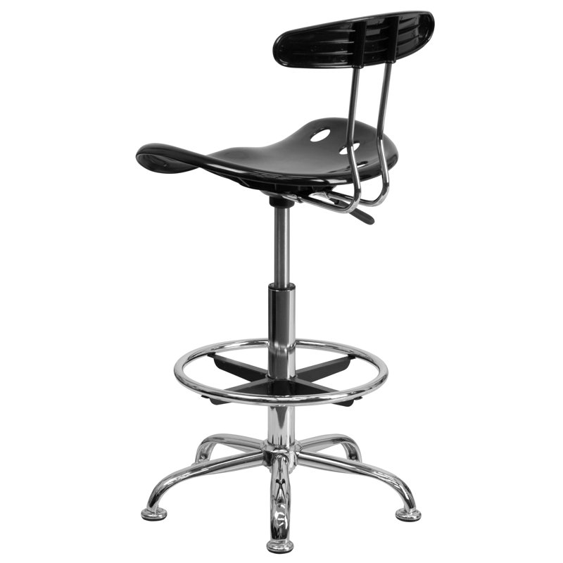 Adjustable Black and Chrome Swivel Tractor Stool