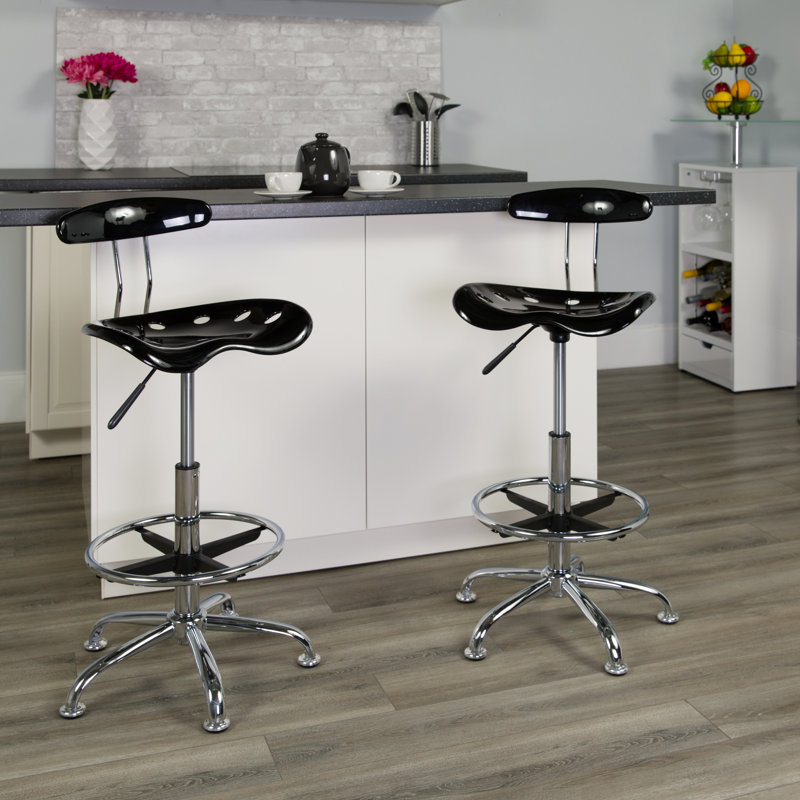 Adjustable Black and Chrome Swivel Tractor Stool