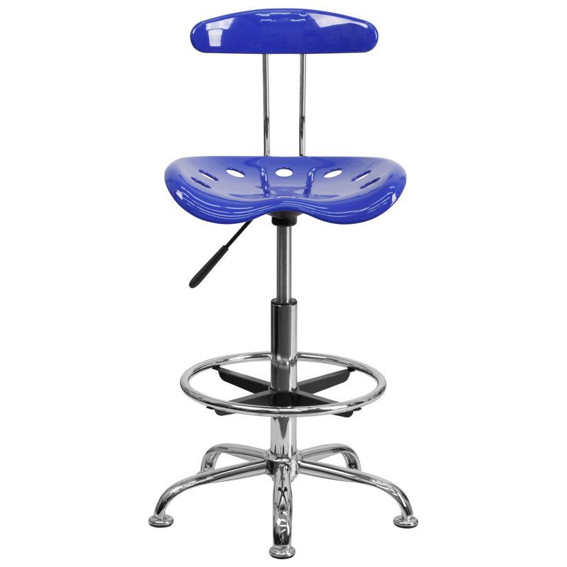 Nautical Blue Adjustable Swivel Metal and Acrylic Drafting Stool