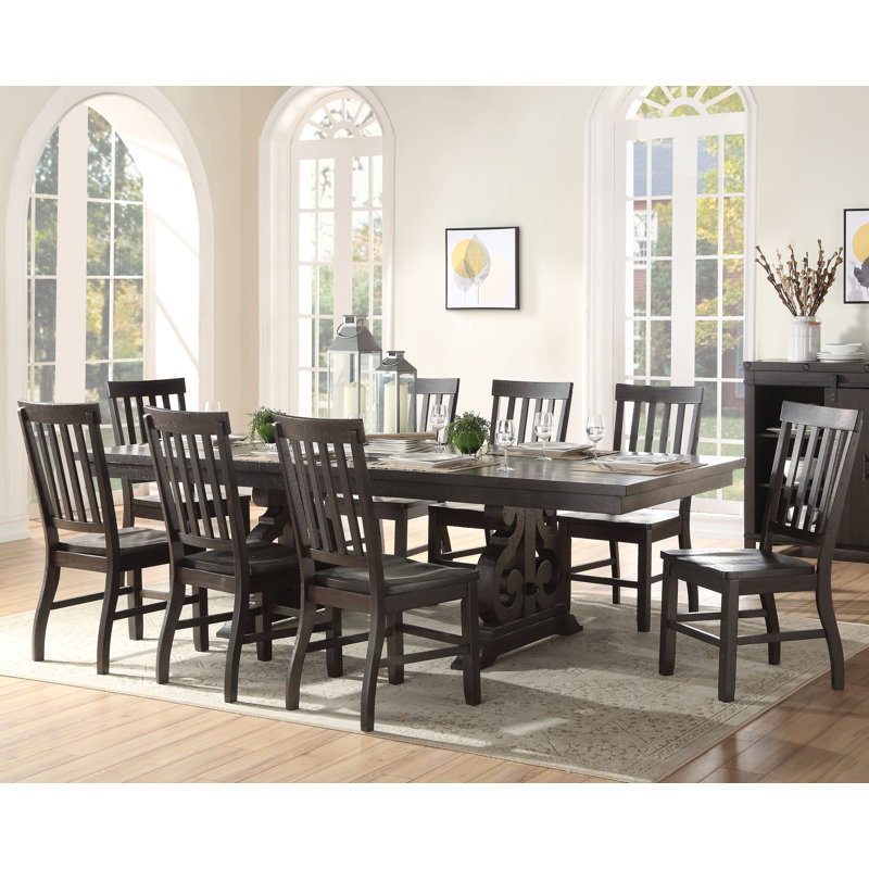 Rustic Walnut High Back Wooden Slat Side Chair