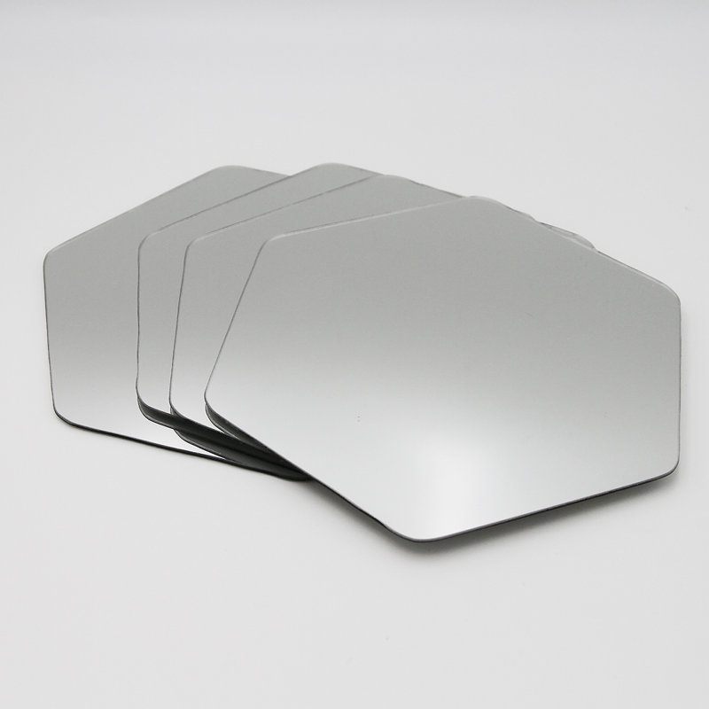 Elegant Hexagonal Frameless Adhesive Mirror Set, 7.12" H x 6.14" W