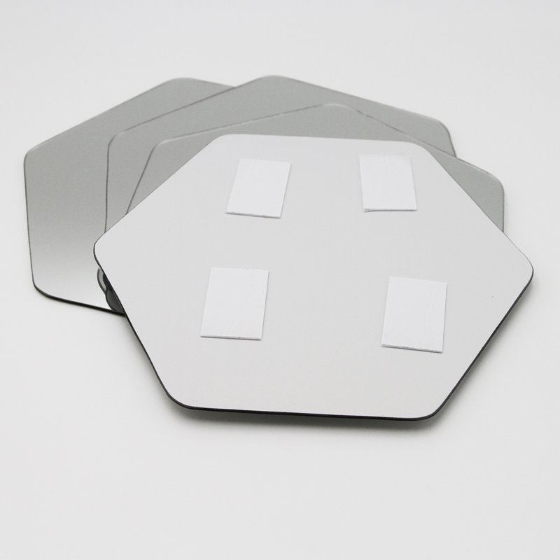 Elegant Hexagonal Frameless Adhesive Mirror Set, 7.12" H x 6.14" W