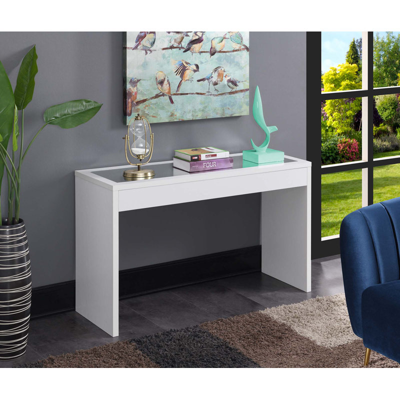 White Mirrored Wood and Metal Console Table