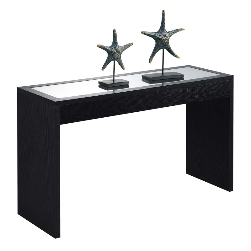 Elegant Northfield Black Mirrored 48'' Console Table with Glass Inlay