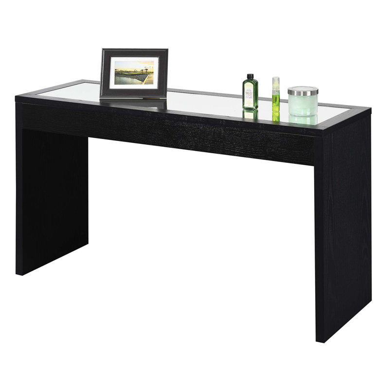 Elegant Northfield Black Mirrored 48'' Console Table with Glass Inlay