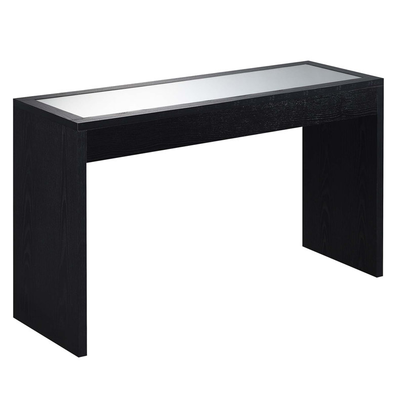 Elegant Northfield Black Mirrored 48'' Console Table with Glass Inlay