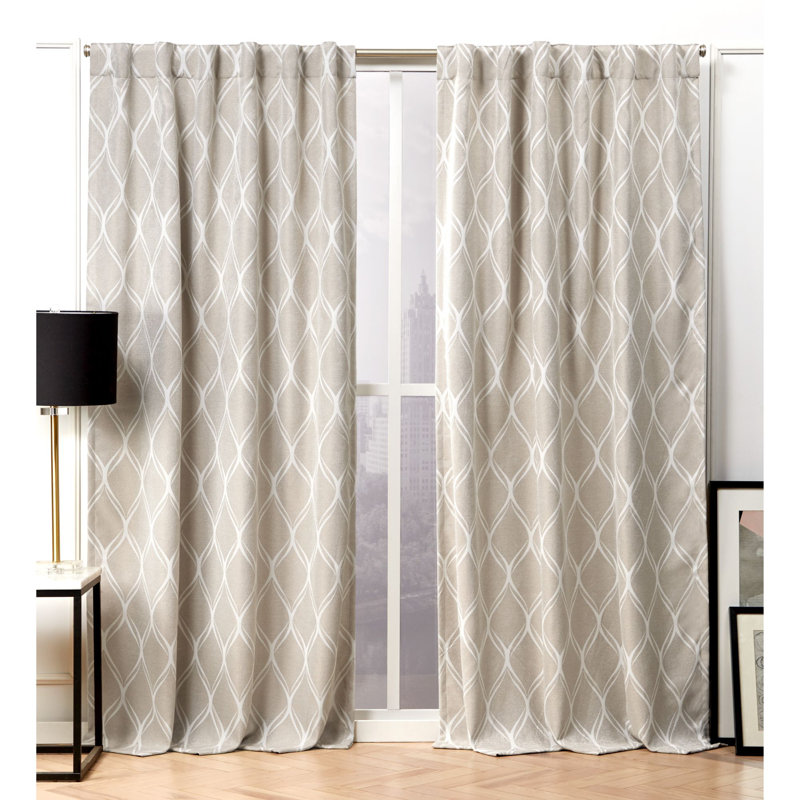 Linen Room Darkening Ogee Jacquard Curtain Panels, 52" x 96"