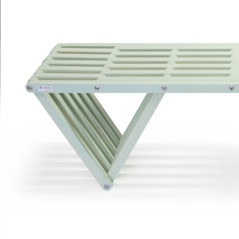 Harbor Green Pine and Stainless Steel Outdoor Bench