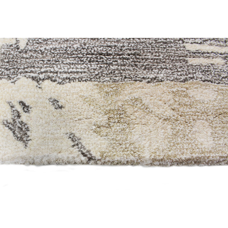 Ivory Abstract Tufted Wool-Viscose 4'x6' Handmade Rug