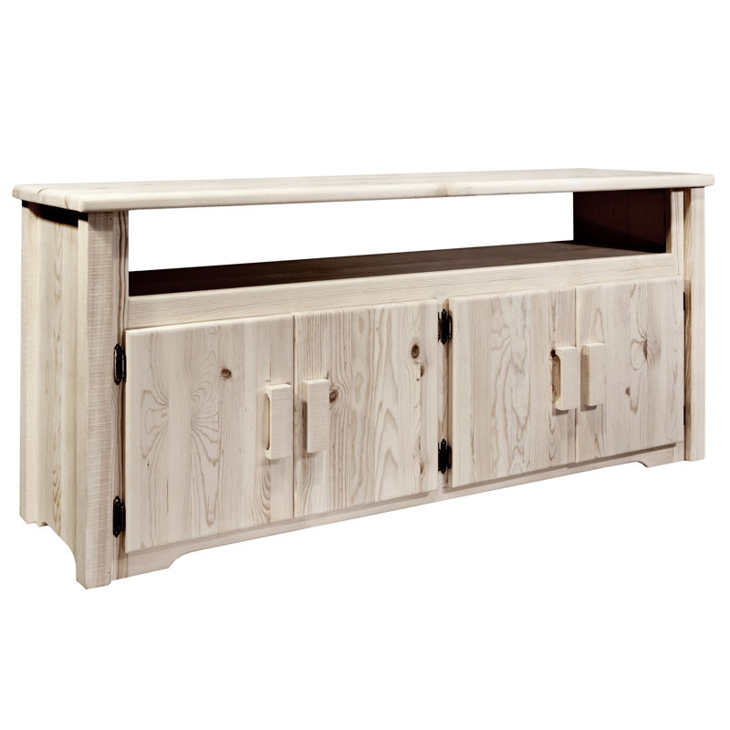 59'' Rustic Stained Wood Media Console with Cabinet