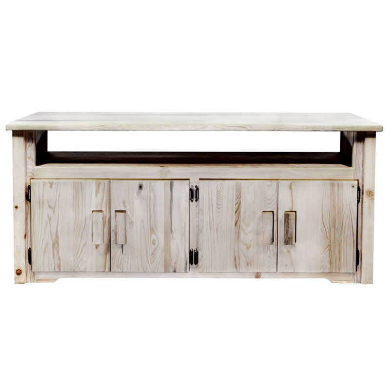 59'' Rustic Stained Wood Media Console with Cabinet