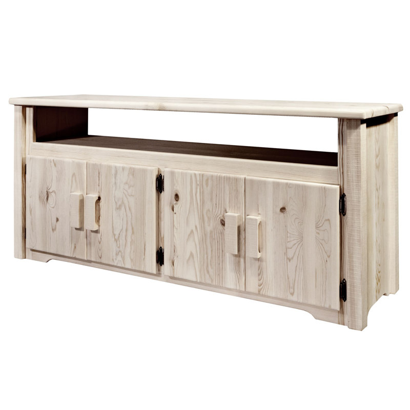 59'' Rustic Stained Wood Media Console with Cabinet
