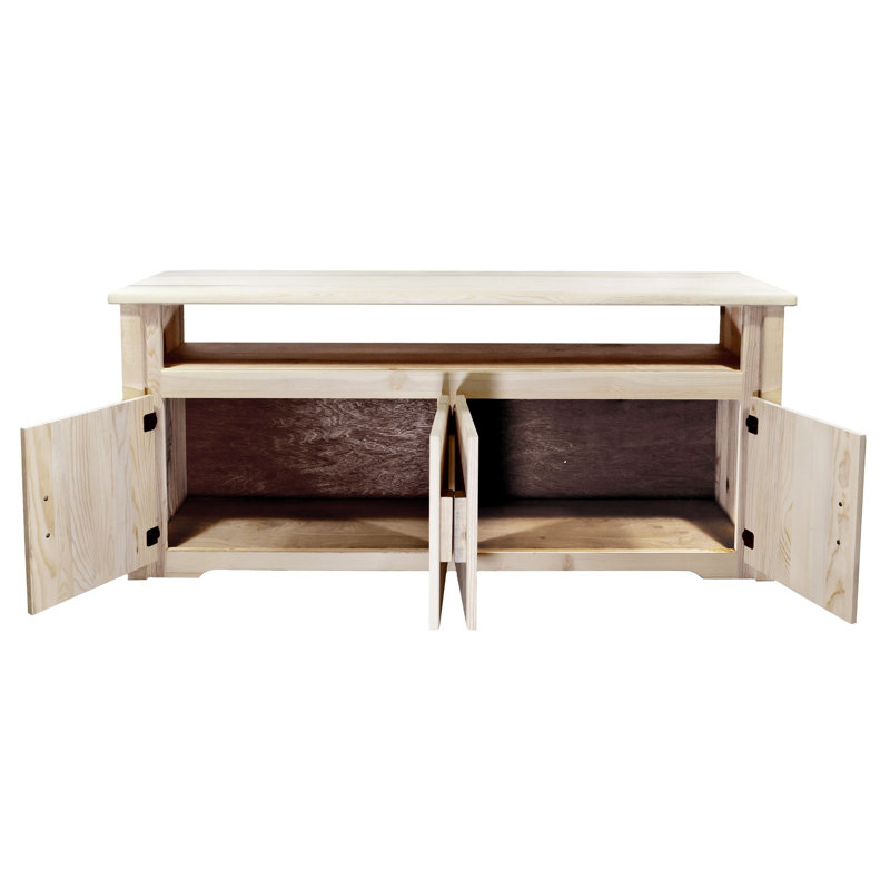 59'' Rustic Stained Wood Media Console with Cabinet