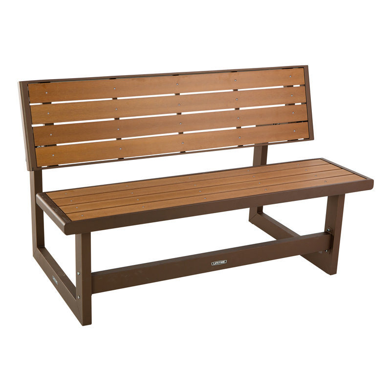 Lifetime Convertible Outdoor Bench/Table in Walnut Brown Steel