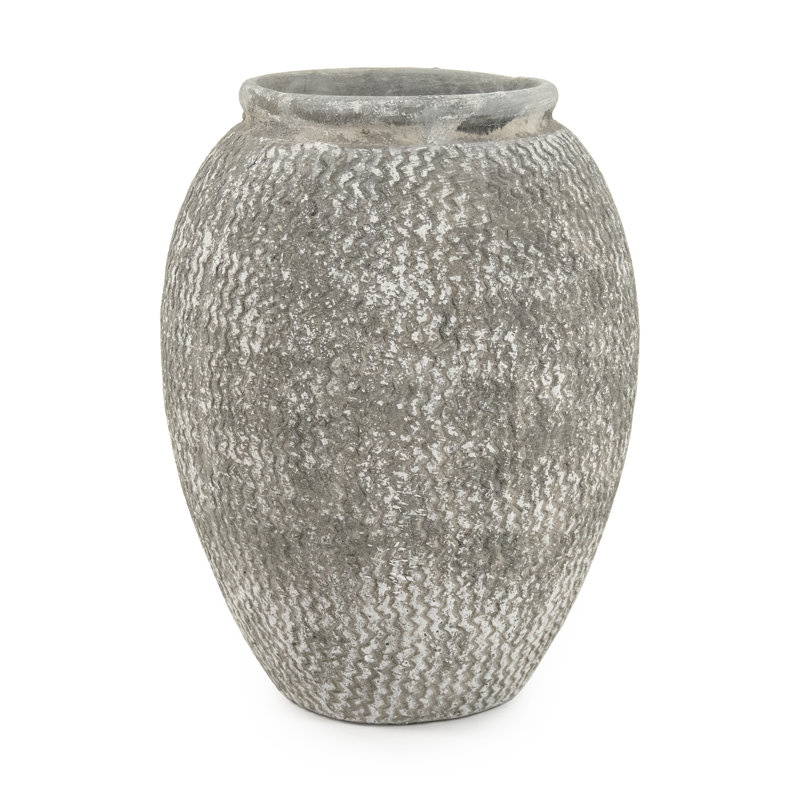 Distressed White Ceramic Handcrafted 16" Decorative Vase