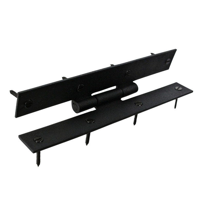7" Black Wrought Iron H-Style Flush Gate Hinges
