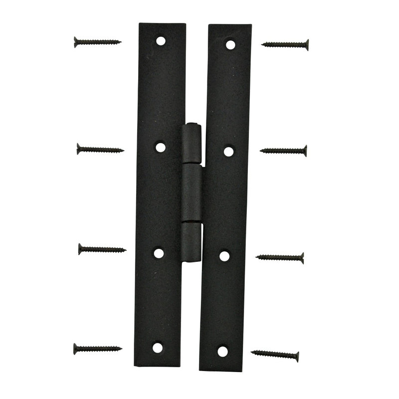 7" Black Wrought Iron H-Style Flush Gate Hinges