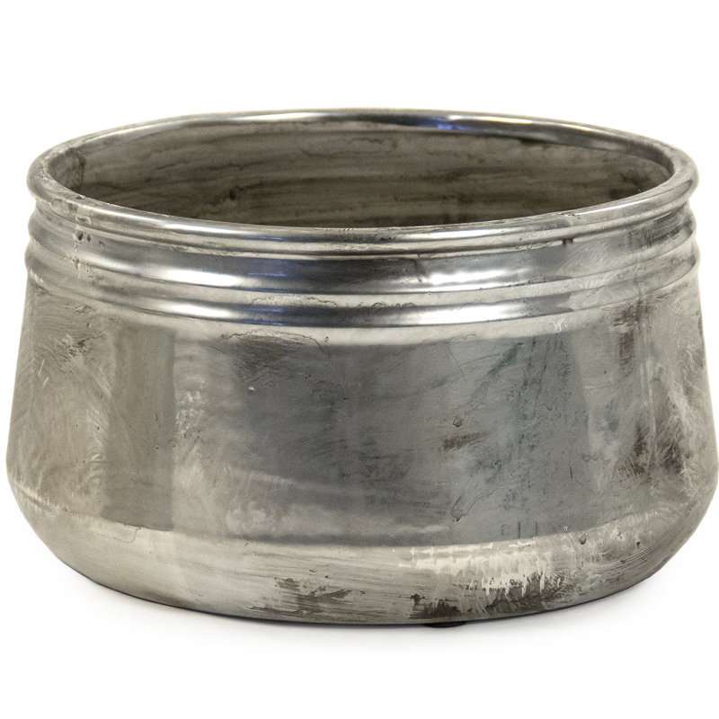 Distressed Metallic Silver Ceramic Bouquet Table Vase - Large