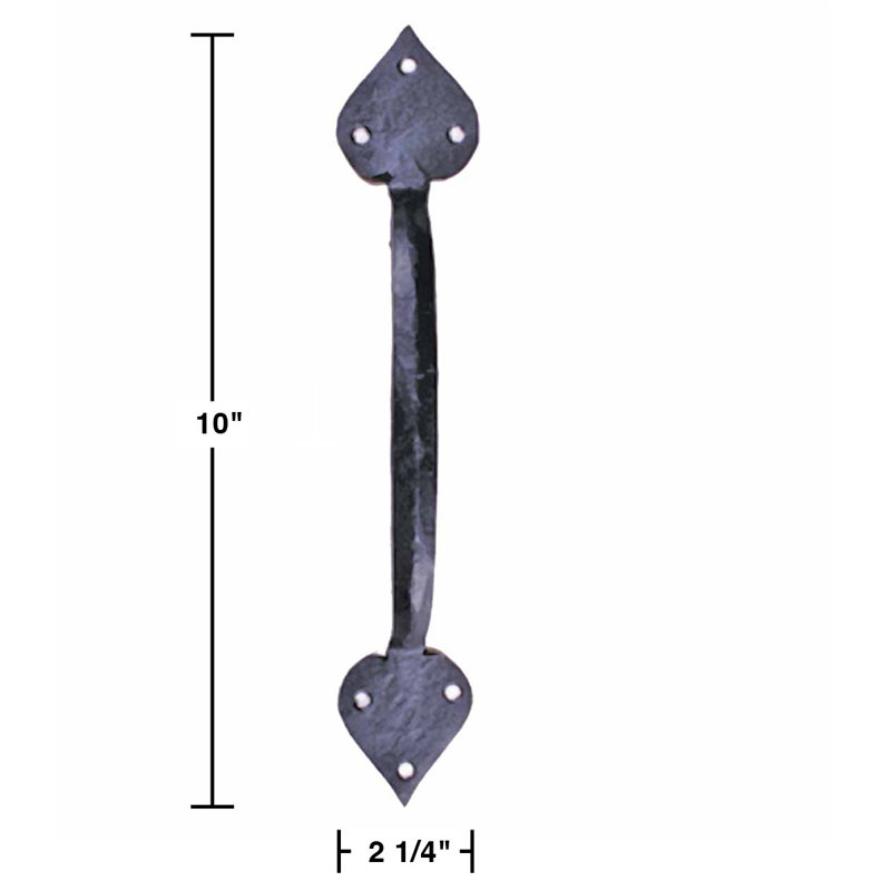 Black Wrought Iron Heart Tip Door Pull Handle