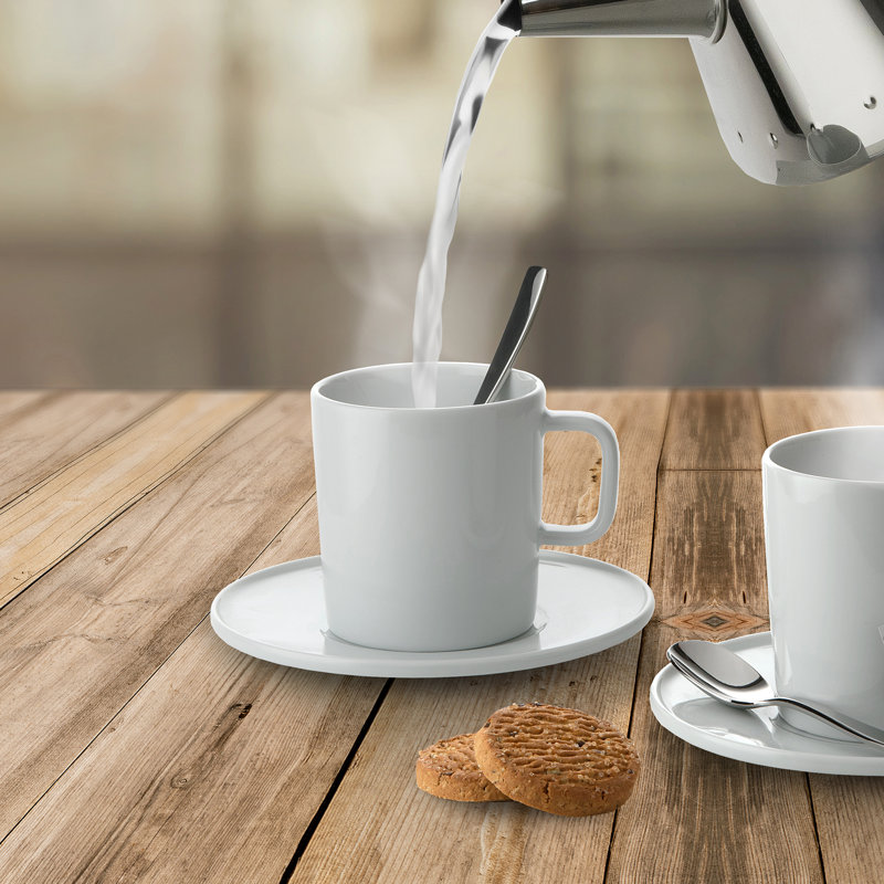 White Ceramic Microwave Safe Mug Set