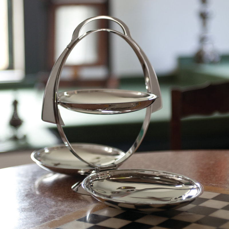 Anna Gong Silver Three-Tier Folding Cake Stand