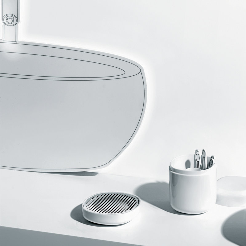 White and Stainless Steel Modern Soap Dish