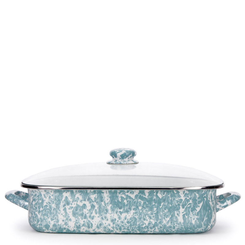 Sea Glass 10.5qt Non-Stick Rectangular Roasting Pan with Lid