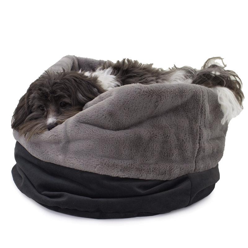 Charcoal Elevated Reversible Microfiber and Faux Fur Pet Bed